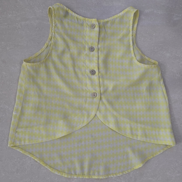 Akira Yellow and White Tank Top with Buttons Down the Back - Size Small - Picture 2 of 5
